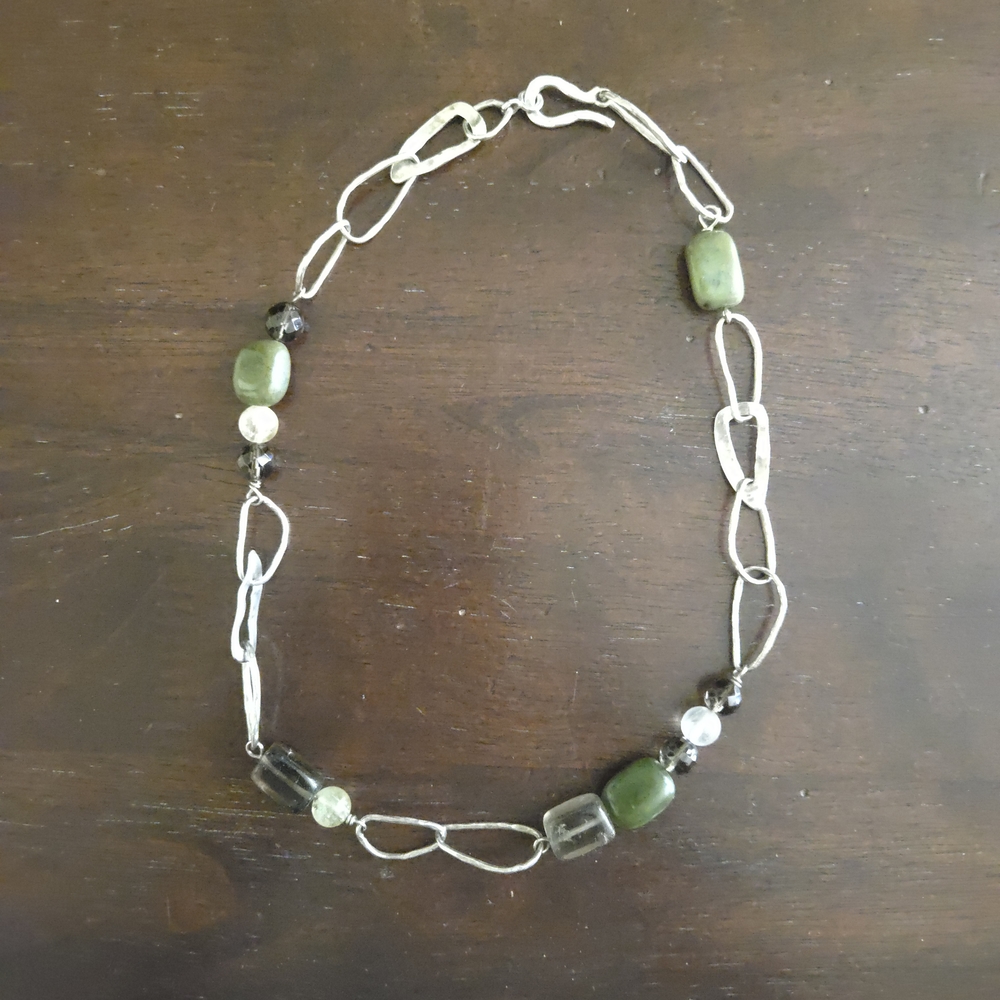 Silpada Silver Necklace with Green Accents